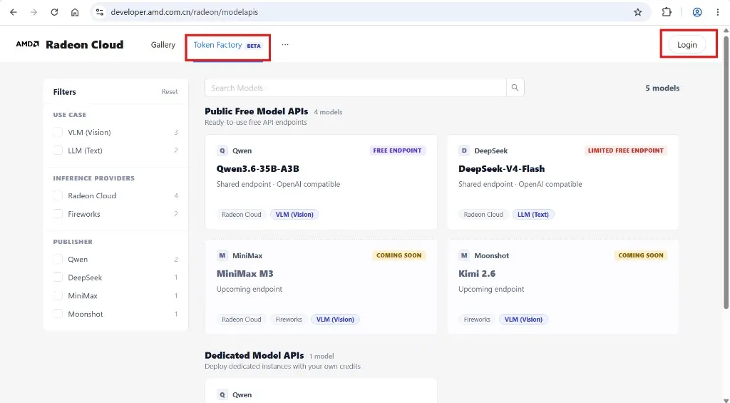 The Token Factory model catalog
